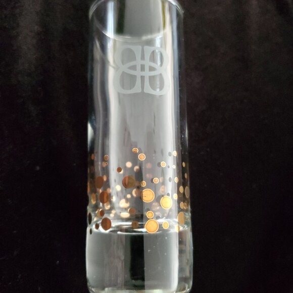 (4) BAILEYS Irish Cream Hvy Base Gold Dot Confetti Shot Glasses w/Etched BB Logo - Picture 4 of 4
